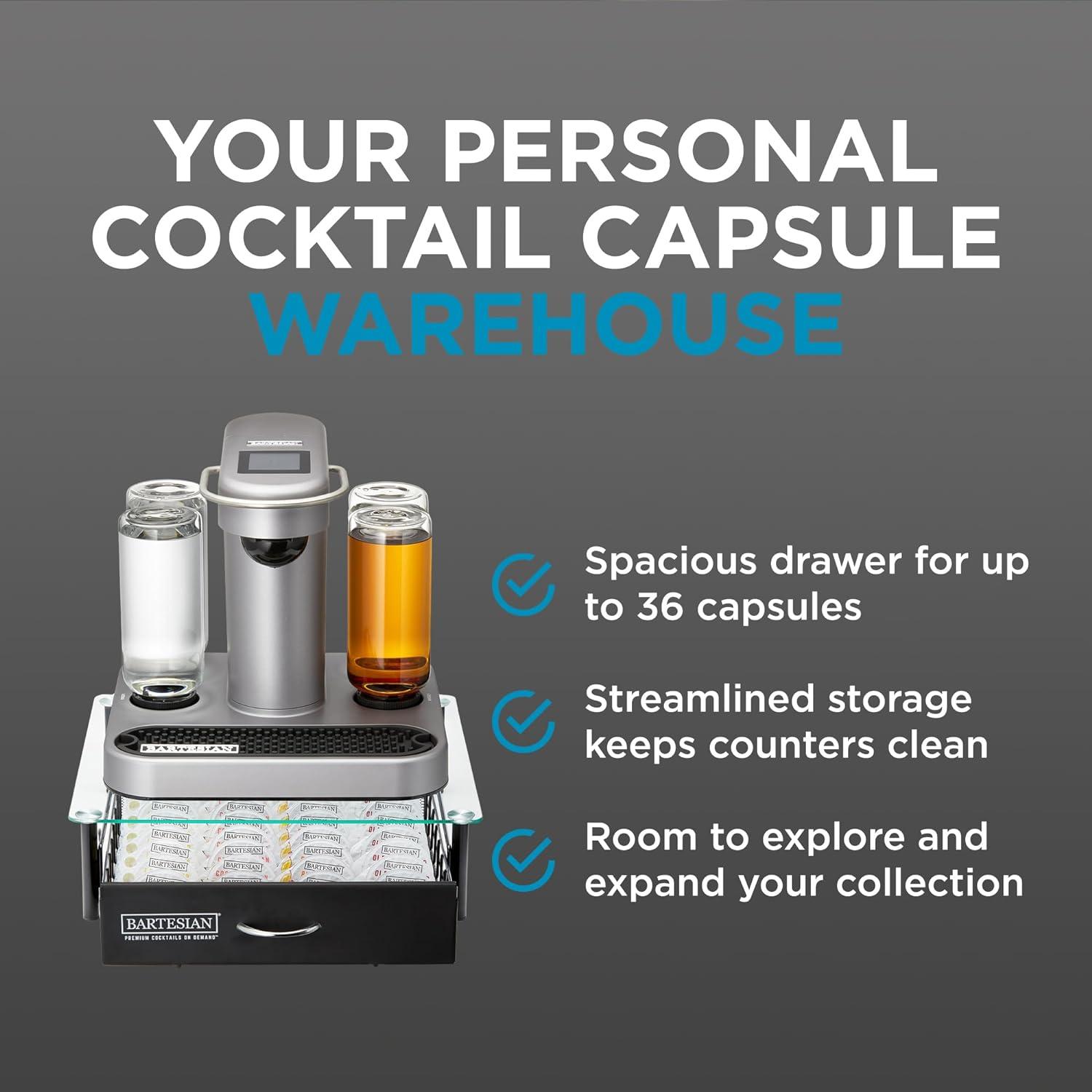 image:imageBartesian Cocktail Capsule Storage Drawer Organizer Stylish Mixology Cocktails Drink Mixer Holder Dispenser Home Bar Accessories for Cocktail Maker Machine Holds Up to 36 Bartesian CapsulesCapsule Drawer