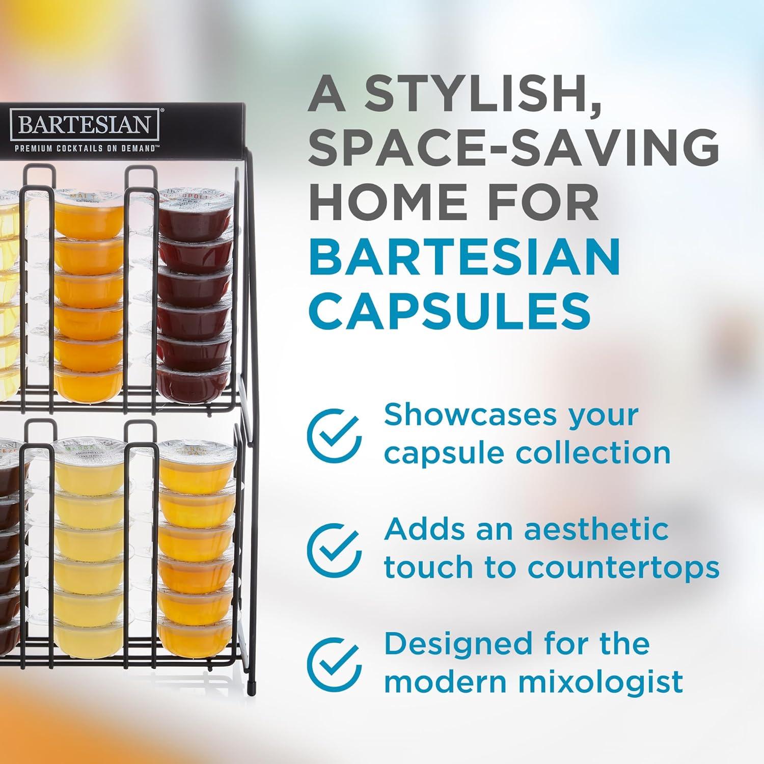 image:imageBartesian Cocktail Capsules Holder Rack AgainstTheWall Cocktails Capsule Storage Organizer Dispenser for Up to 36 Capsules Home Bar Accessories for Cocktail Maker Machine 10 x 6 x 16