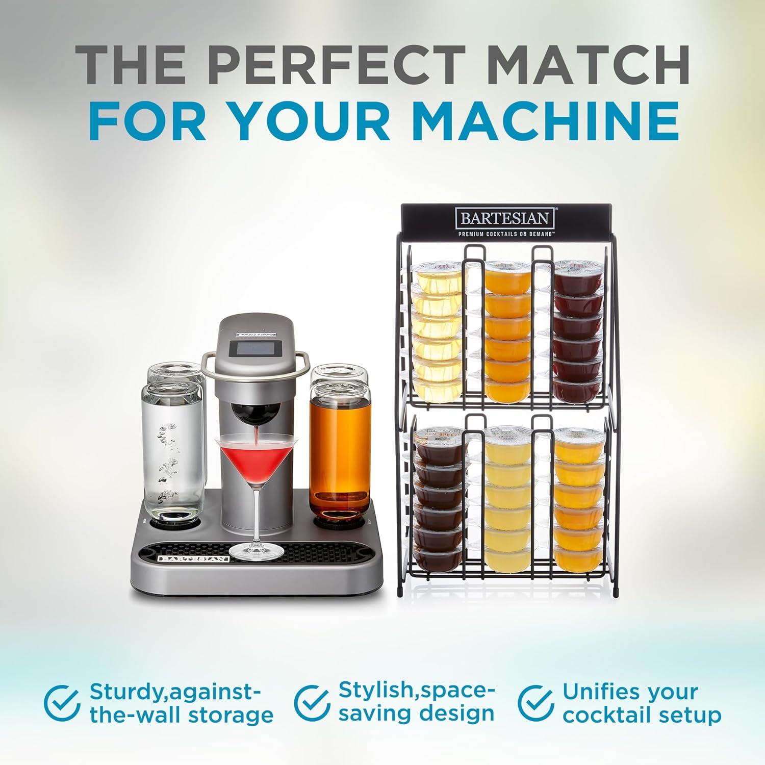 image:imageBartesian Cocktail Capsules Holder Rack AgainstTheWall Cocktails Capsule Storage Organizer Dispenser for Up to 36 Capsules Home Bar Accessories for Cocktail Maker Machine 10 x 6 x 16