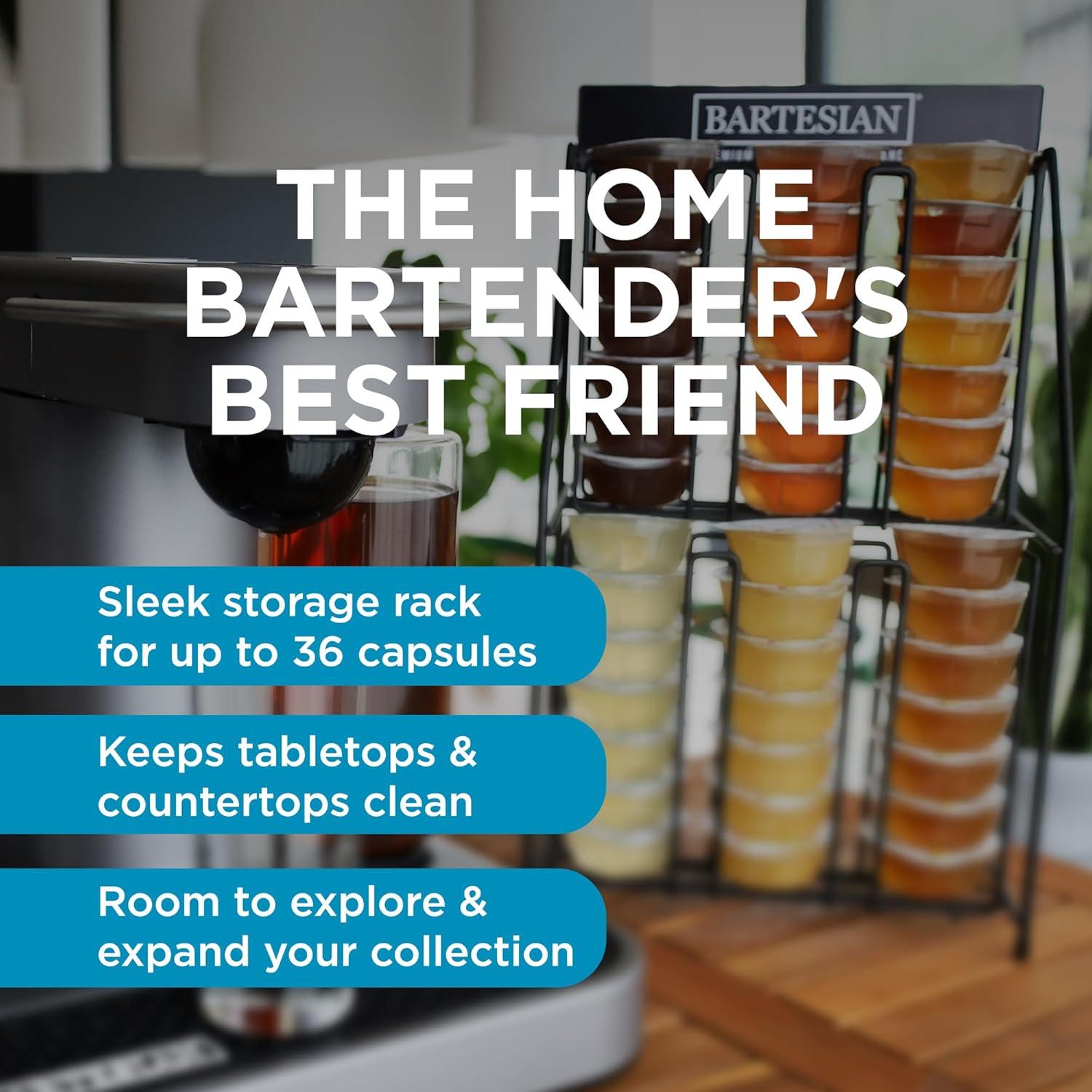 image:imageBartesian Cocktail Capsules Holder Rack AgainstTheWall Cocktails Capsule Storage Organizer Dispenser for Up to 36 Capsules Home Bar Accessories for Cocktail Maker Machine 10 x 6 x 16