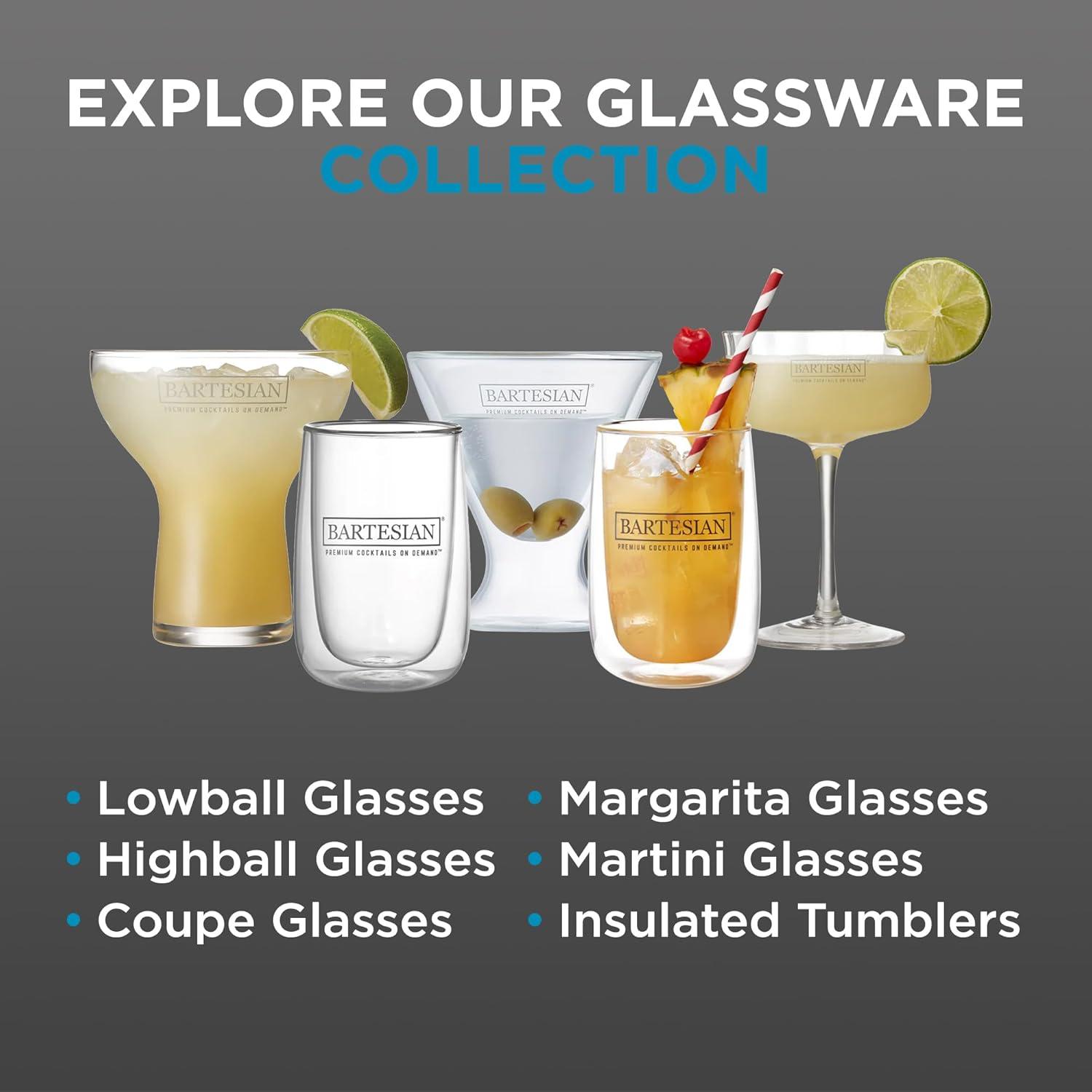 image:imageBartesian Diamond Etched Highball Glasses 105 Oz Tall High Ball Collins Glass Set for Mixed Cocktails amp Mocktails Classy Home Bar Mixing Glassware with Luxurious Gift Packaging Set of 2Martini Glassware