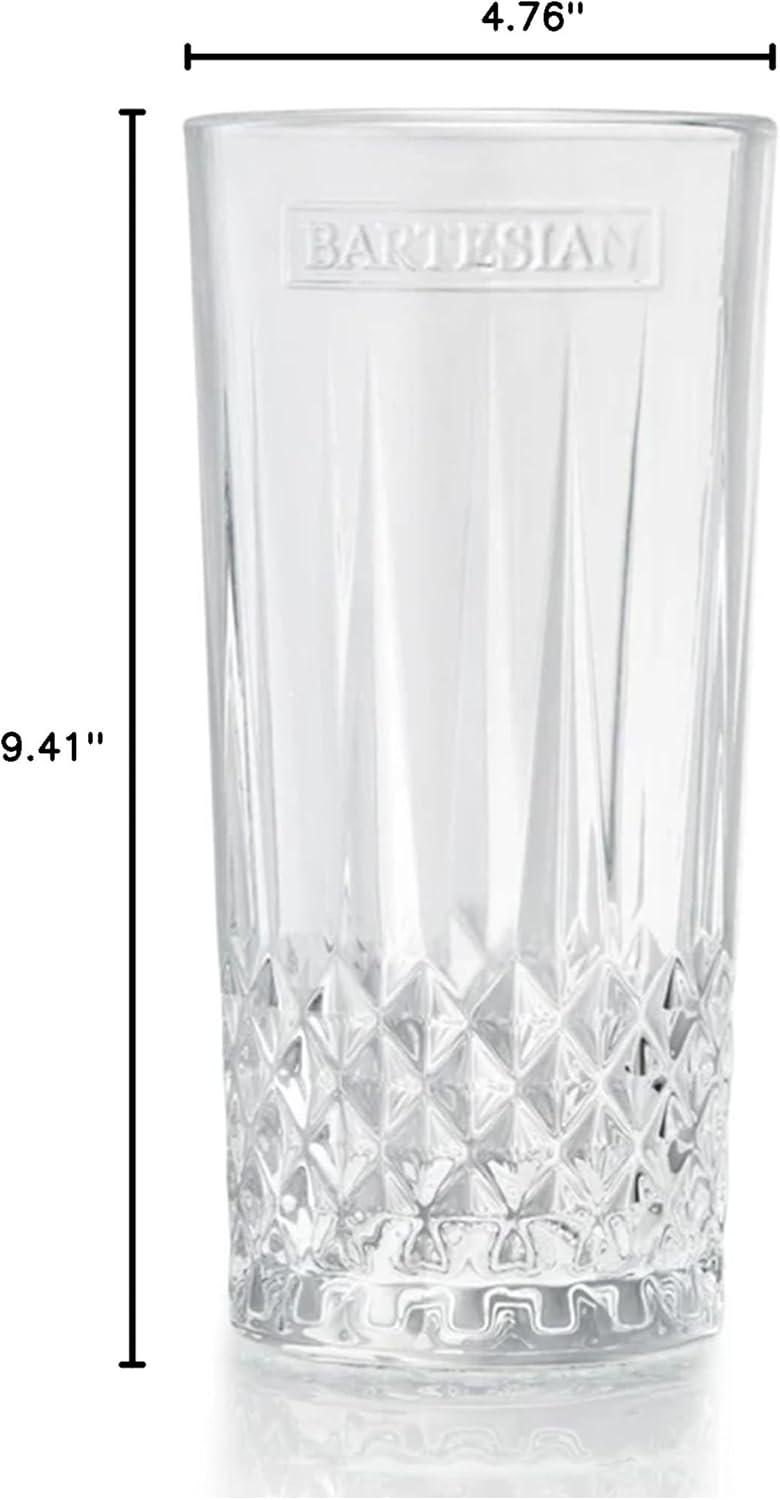 image:imageBartesian Diamond Etched Highball Glasses 105 Oz Tall High Ball Collins Glass Set for Mixed Cocktails amp Mocktails Classy Home Bar Mixing Glassware with Luxurious Gift Packaging Set of 2Etched Highball