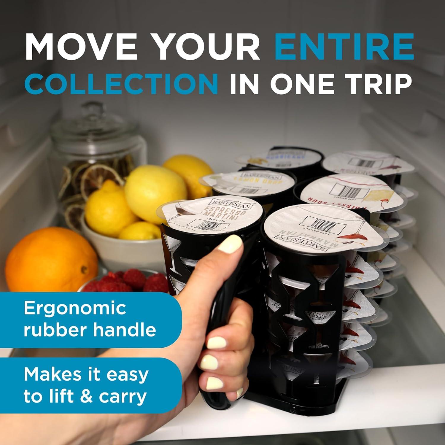 image:imageBartesian Fridge Cocktail Capsule Carrier Portable Storage Organizer for 30 Mixology Capsules Stainless Steel Refrigerator Rack Dispenser for Cocktail Maker Machine 105 x 5 x 5