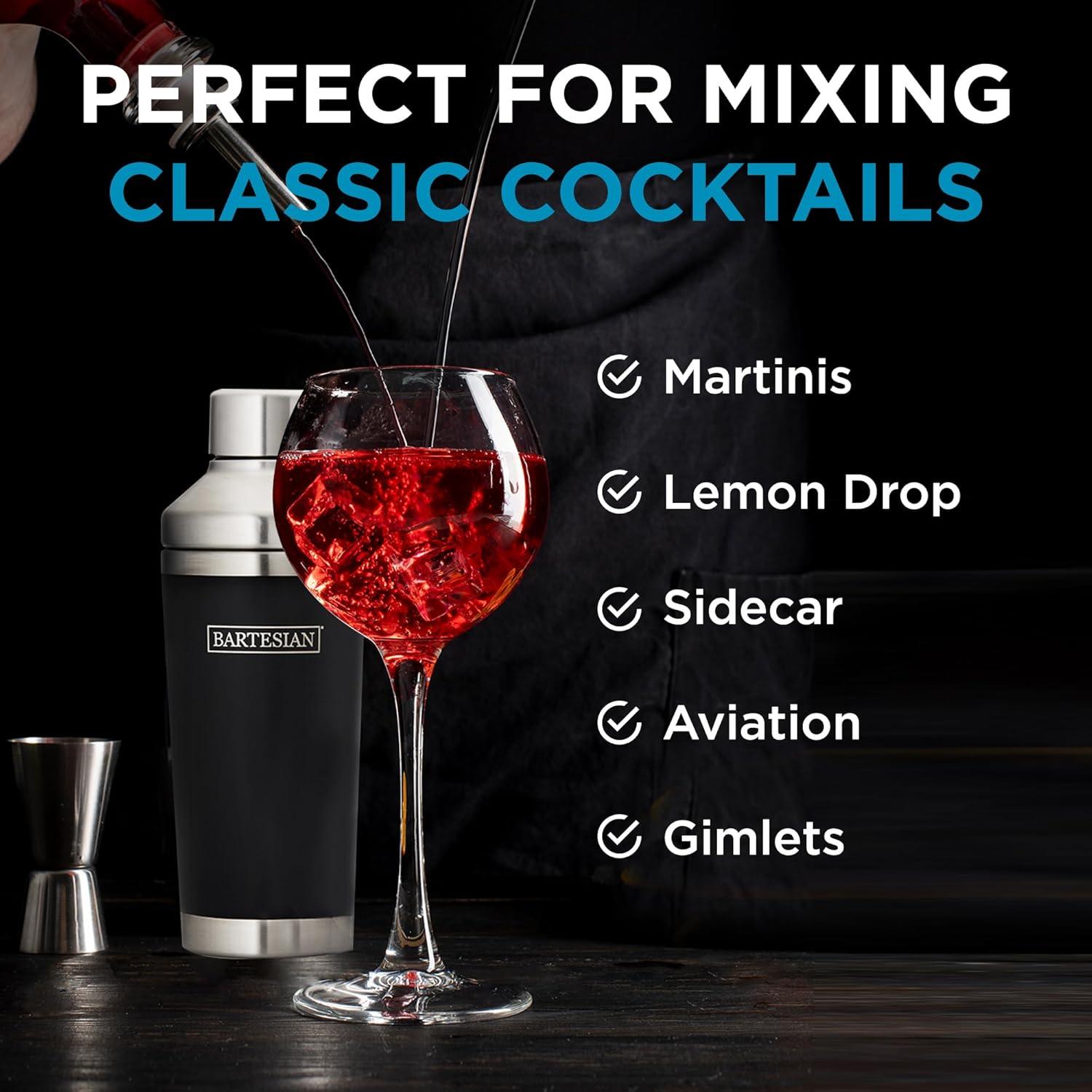 image:imageBartesian Insulated Cocktail Shaker Double Walled Vacuum Insulated Home Bar Shaker Cup with BuiltIn Strainer amp Drinking Lids Stainless Steel Mixed Drink Shaker for Martini Margarita