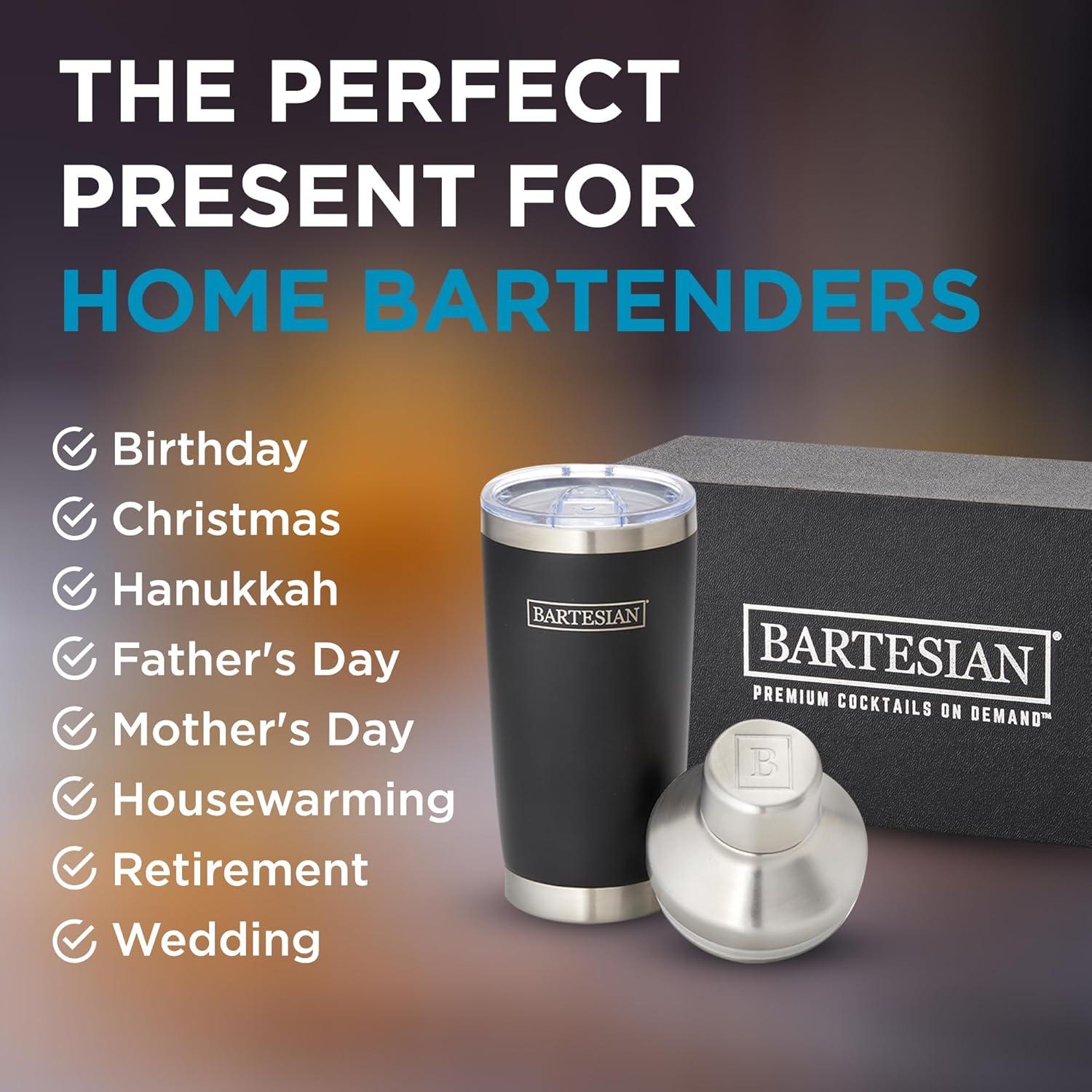 image:imageBartesian Insulated Cocktail Shaker Double Walled Vacuum Insulated Home Bar Shaker Cup with BuiltIn Strainer amp Drinking Lids Stainless Steel Mixed Drink Shaker for Martini Margarita