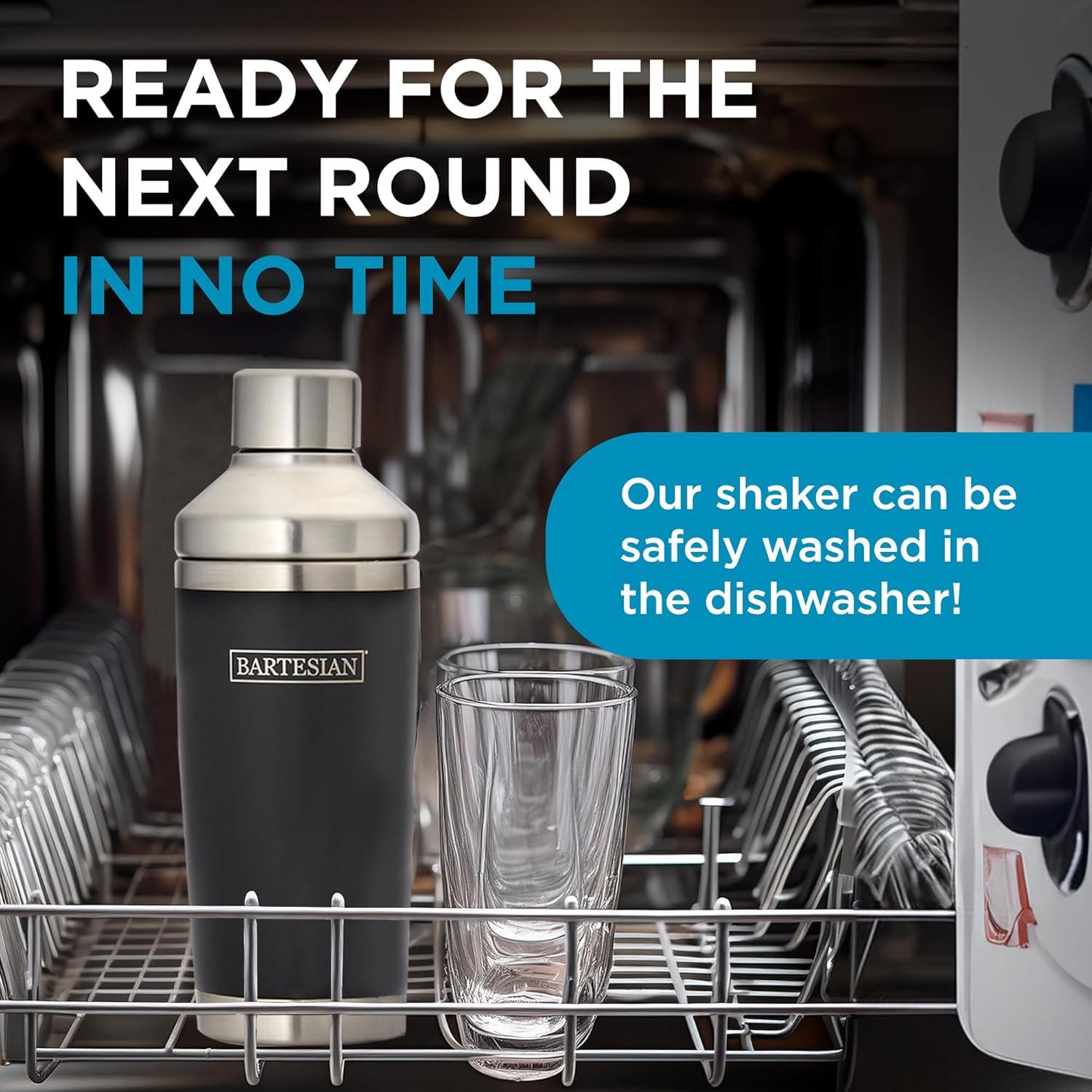 image:imageBartesian Insulated Cocktail Shaker Double Walled Vacuum Insulated Home Bar Shaker Cup with BuiltIn Strainer amp Drinking Lids Stainless Steel Mixed Drink Shaker for Martini Margarita
