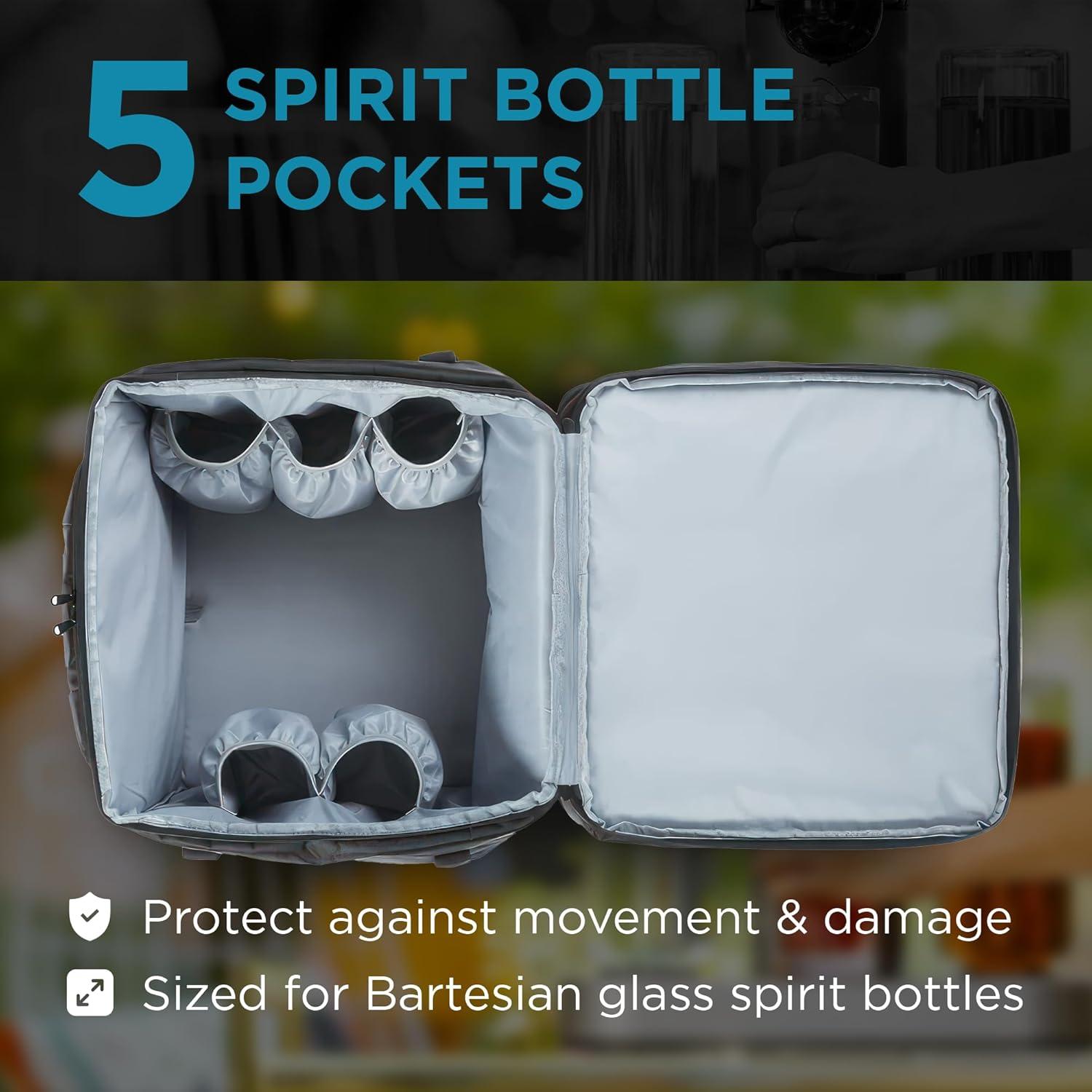 image:imageBartesian Padded Travel Bag for Cocktail Maker and Capsules Heavy Duty Organizer Backpack for Cocktail Machine with LeakProof Ice Compartment Protective Traveling Cocktails Storage Tote Bag