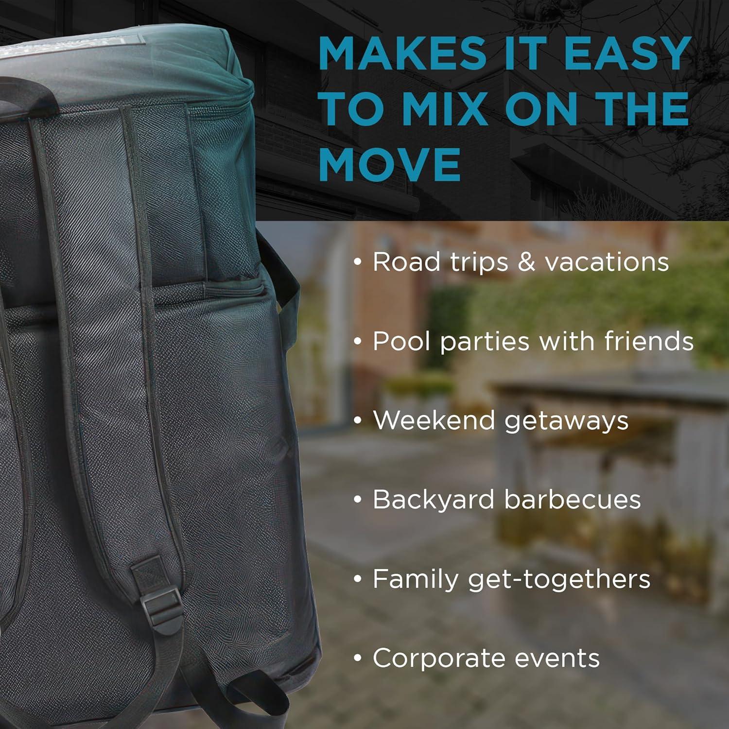 image:imageBartesian Padded Travel Bag for Cocktail Maker and Capsules Heavy Duty Organizer Backpack for Cocktail Machine with LeakProof Ice Compartment Protective Traveling Cocktails Storage Tote Bag