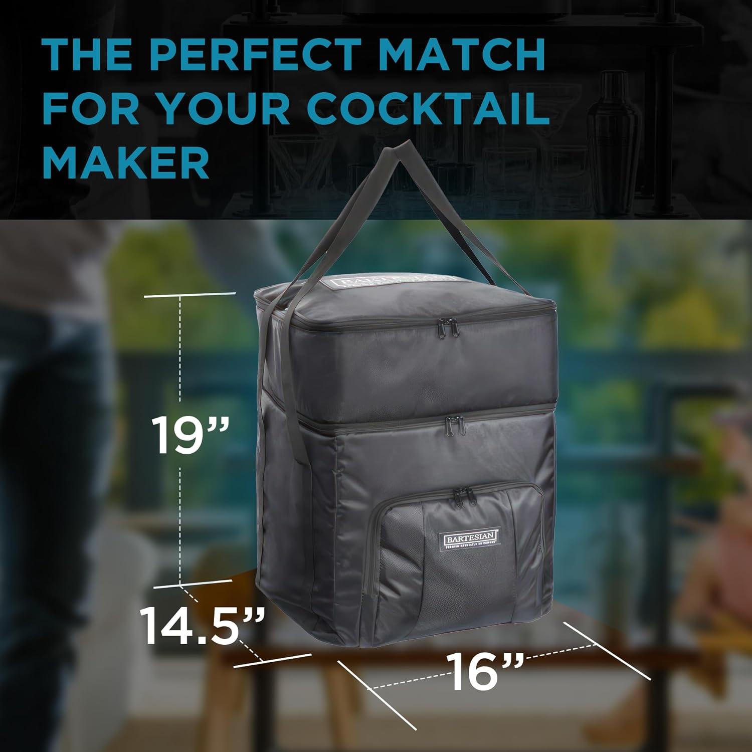 image:imageBartesian Padded Travel Bag for Cocktail Maker and Capsules Heavy Duty Organizer Backpack for Cocktail Machine with LeakProof Ice Compartment Protective Traveling Cocktails Storage Tote Bag