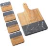 image:imageBartesian Wooden Cutting Board amp Drink Coaster Set  Premium Acacia Wood amp Marble Cocktail Garnish Cutting Board amp Beverage Coaster for Home Bars  Sophisticated Bar Accessories Gift Set