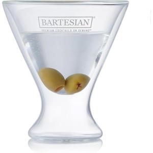 Bartesian Diamond Etched Highball Glasses – 10.5 Oz Tall High Ball Collins Glass Set for Mixed Cocktails & Mocktails – Classy Home Bar Mixing Glassware with Luxurious Gift Packaging – Set of 2(Martini Glassware)