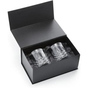 Bartesian Diamond Etched Highball Glasses – 10.5 Oz Tall High Ball Collins Glass Set for Mixed Cocktails & Mocktails – Classy Home Bar Mixing Glassware with Luxurious Gift Packaging – Set of 2(Etched – Lowball)
