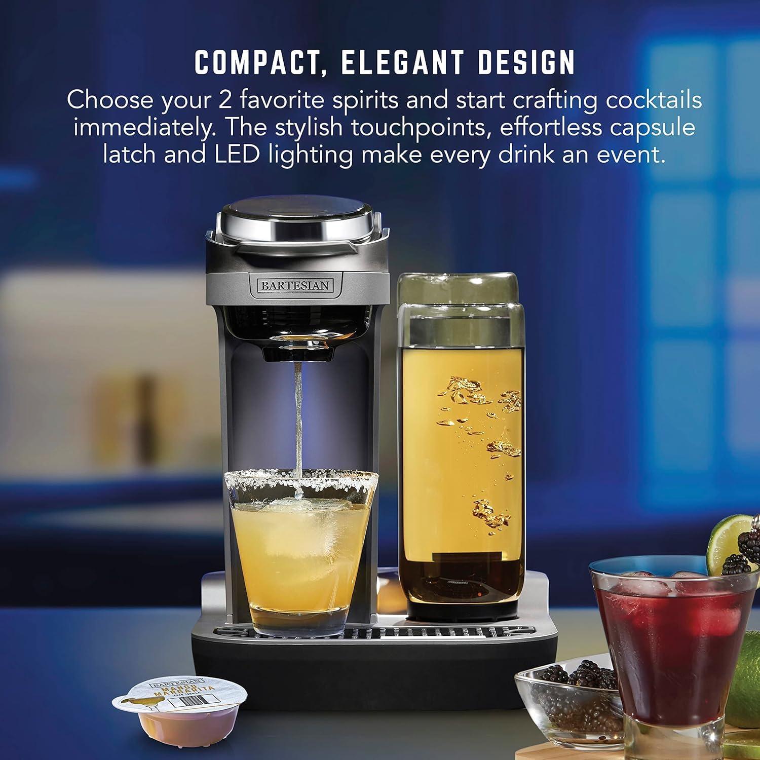 image:imageBartesian Duet Cocktail Machine and Margarita Maker Compact Home Bartender Mixologist Drink Mixer with 2 Glass Spirit Bottles Automatic Machine Creates Premium Cocktails and Mocktails in SecondsBartesian Cordless Duet