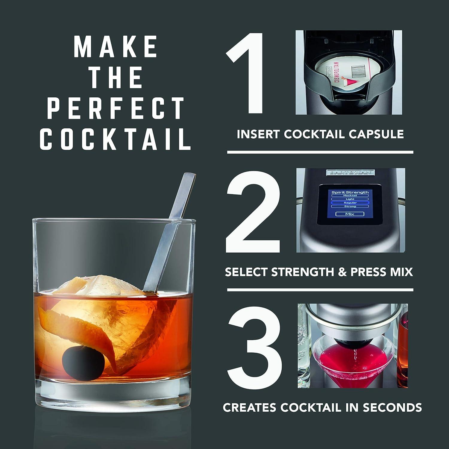 image:imageBartesian Duet Cocktail Machine and Margarita Maker Compact Home Bartender Mixologist Drink Mixer with 2 Glass Spirit Bottles Automatic Machine Creates Premium Cocktails and Mocktails in SecondsBartesian Classic
