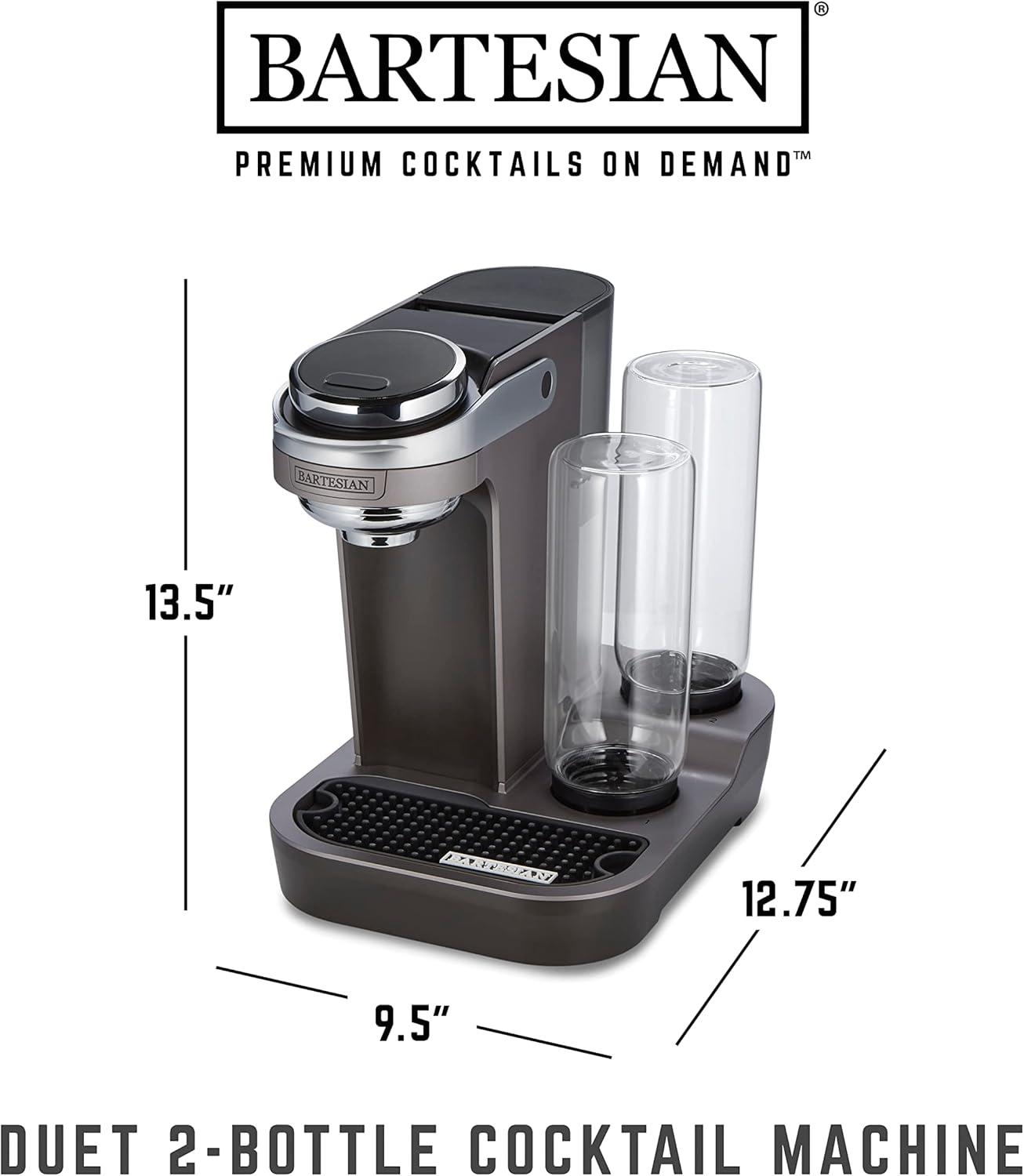 image:imageBartesian Duet Cocktail Machine and Margarita Maker Compact Home Bartender Mixologist Drink Mixer with 2 Glass Spirit Bottles Automatic Machine Creates Premium Cocktails and Mocktails in SecondsBartesian Duet