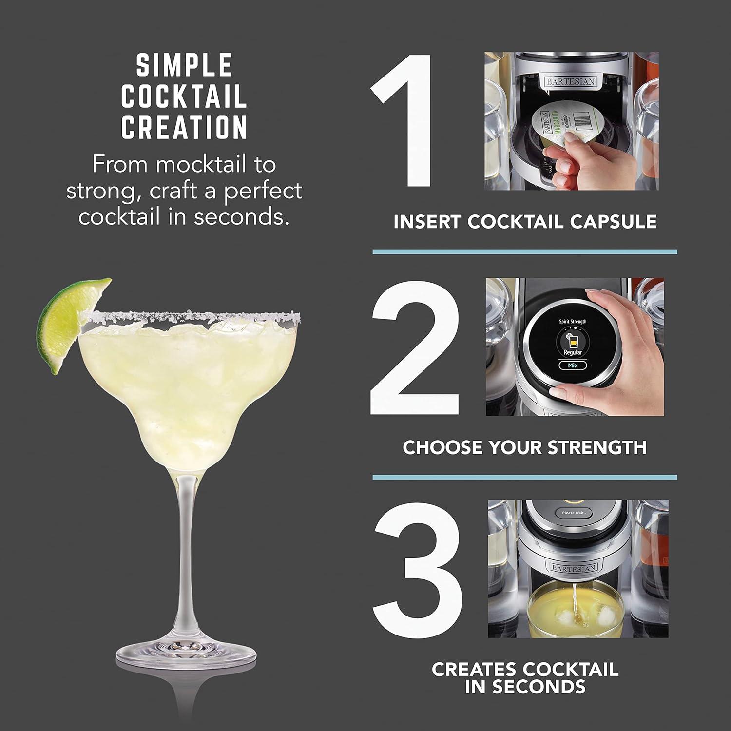 image:imageBartesian Duet Cocktail Machine and Margarita Maker Compact Home Bartender Mixologist Drink Mixer with 2 Glass Spirit Bottles Automatic Machine Creates Premium Cocktails and Mocktails in SecondsBartesian Professional