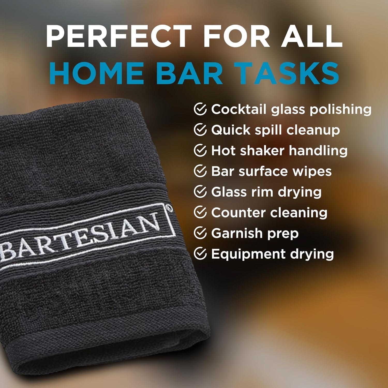 image:imageBartesian Bar Towel Set for Home Mixologists Premium Absorbent Cotton Cleaning Cloths with Embroidered Logo Mixology Mop Rags for Cocktail Making and Bartending Soft Durable Towels 2 Pack