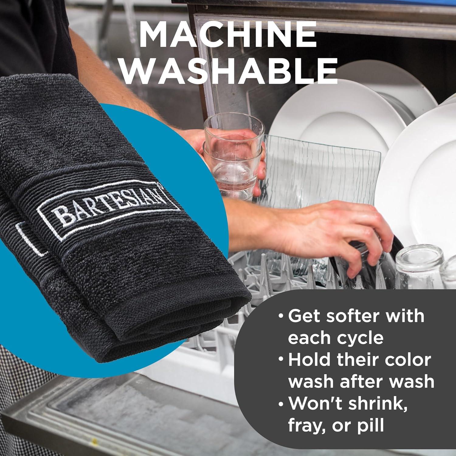 image:imageBartesian Bar Towel Set for Home Mixologists Premium Absorbent Cotton Cleaning Cloths with Embroidered Logo Mixology Mop Rags for Cocktail Making and Bartending Soft Durable Towels 2 Pack