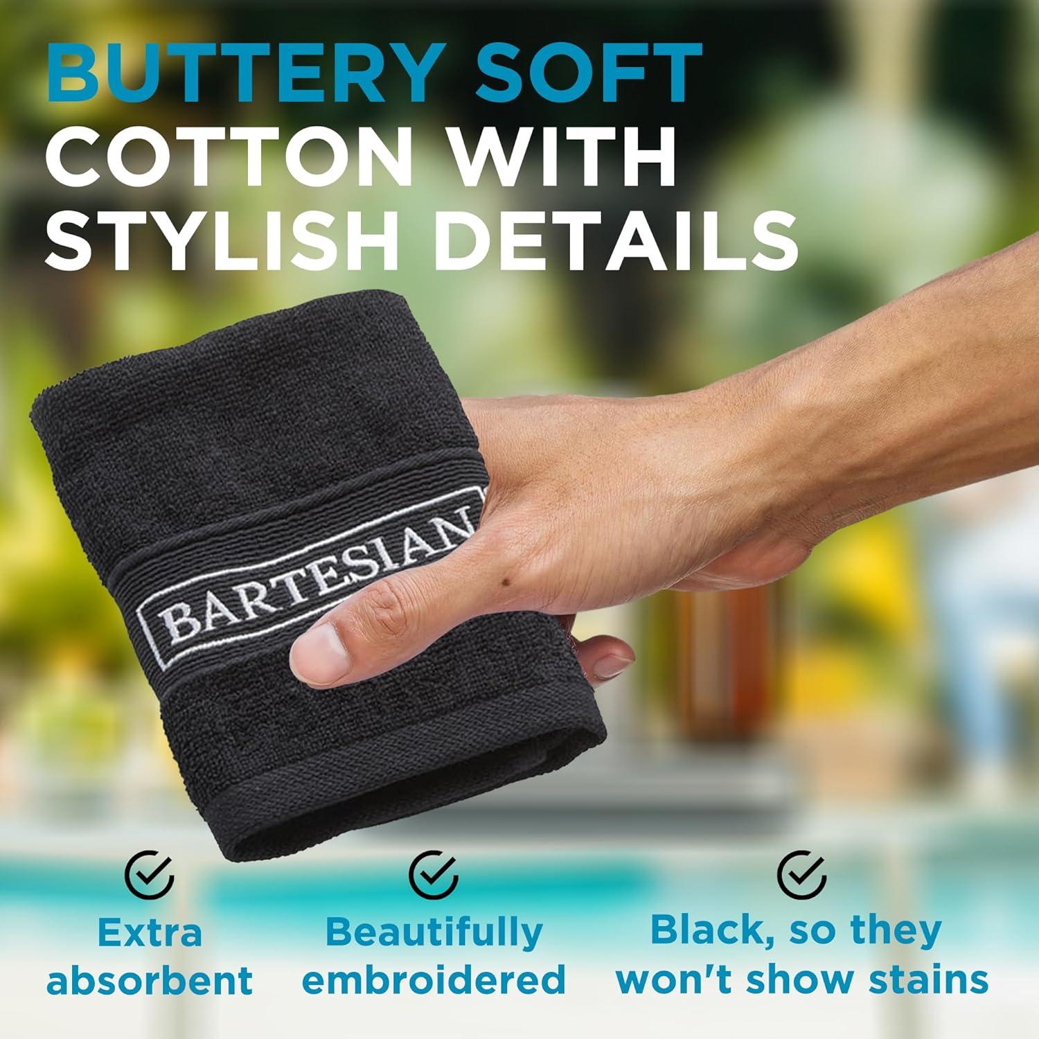 image:imageBartesian Bar Towel Set for Home Mixologists Premium Absorbent Cotton Cleaning Cloths with Embroidered Logo Mixology Mop Rags for Cocktail Making and Bartending Soft Durable Towels 2 Pack