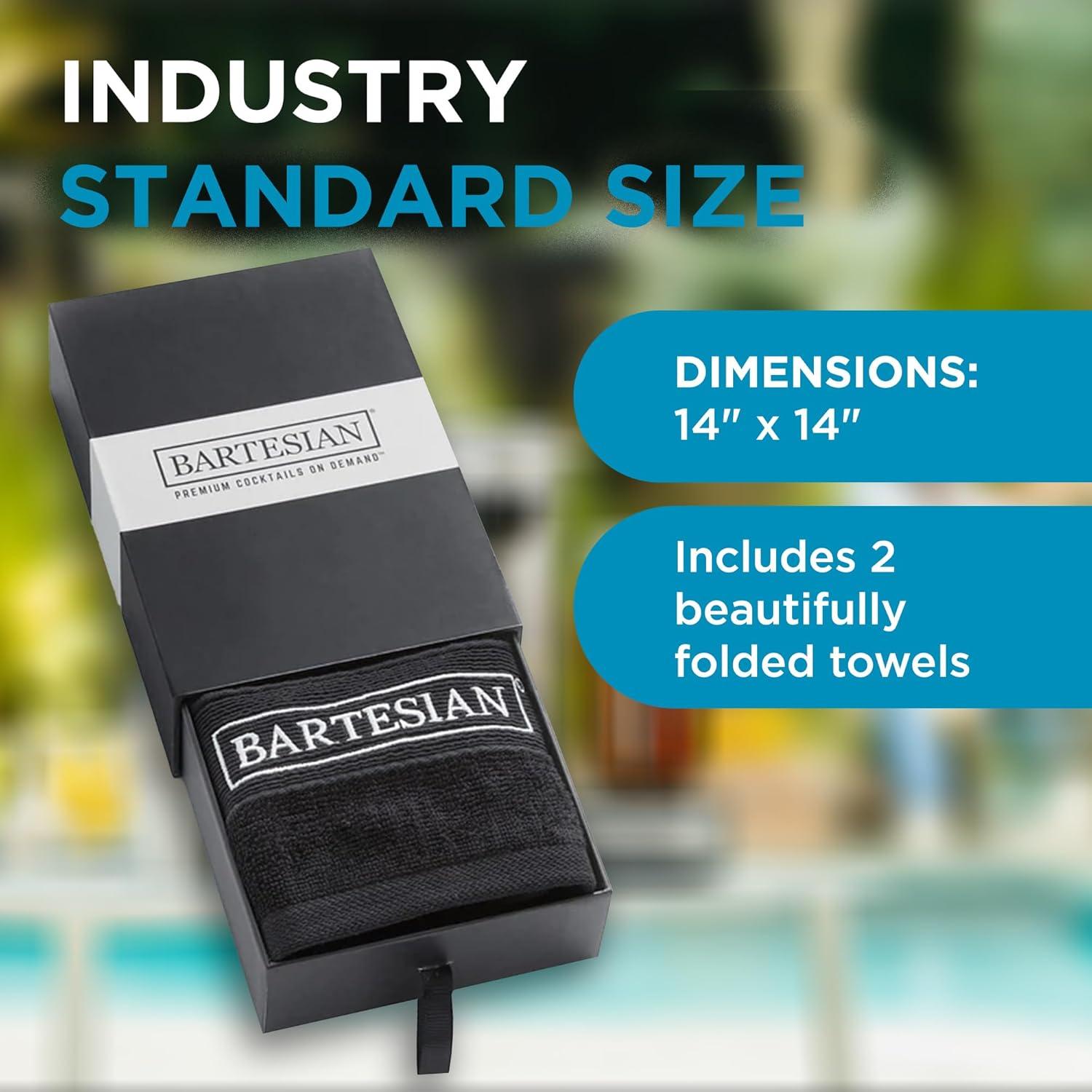 image:imageBartesian Bar Towel Set for Home Mixologists Premium Absorbent Cotton Cleaning Cloths with Embroidered Logo Mixology Mop Rags for Cocktail Making and Bartending Soft Durable Towels 2 Pack