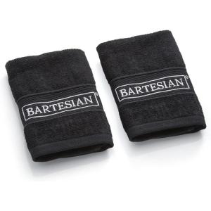 Bartesian Bar Towel Set for Home Mixologists – Premium Absorbent Cotton Cleaning Cloths with Embroidered Logo – Mixology Mop Rags for Cocktail Making and Bartending – Soft Durable Towels – 2 Pack